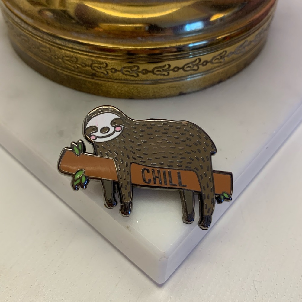 Sloth “chill” enamel pin